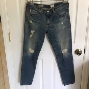 Ag Adriano Goldschmied Blue Boyfriend Jeans Distressed